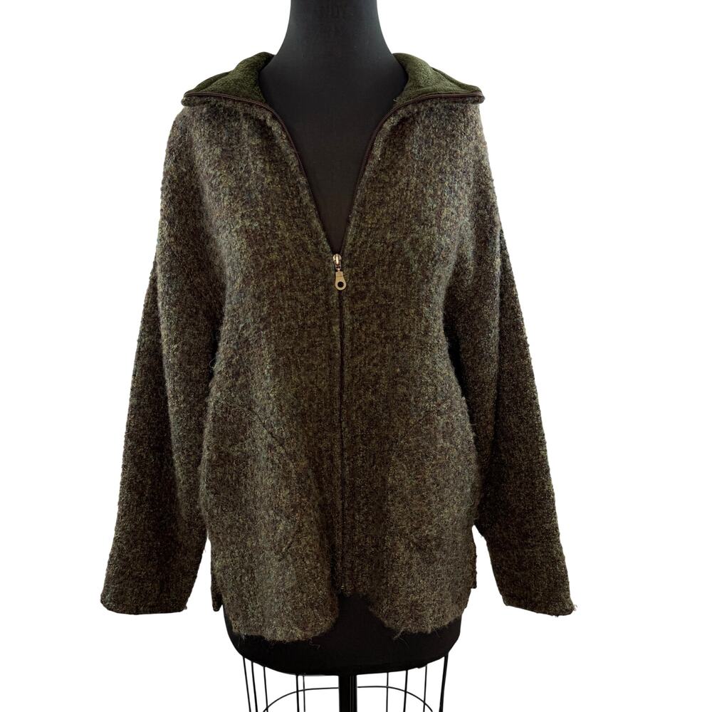 Vintage 90's Blarney Woolen Mills Ireland Green Jacket Fleece Zip Size Large L